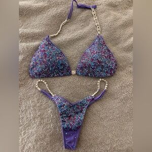 Purple Beaded Bikini Set